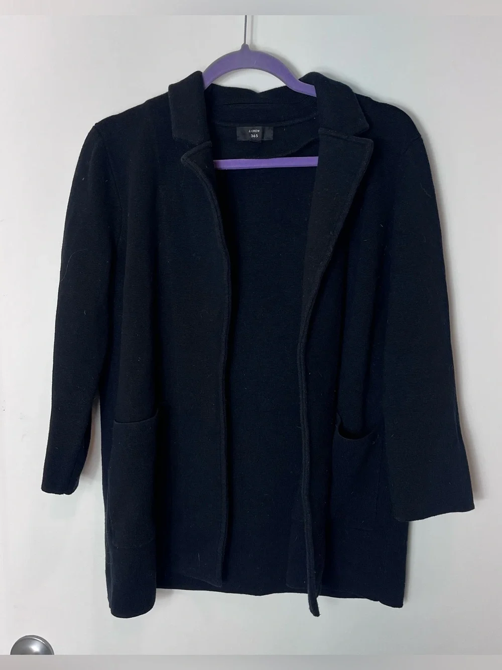 J. Crew Blazer 365 Sophie Merino Wool Blend Sweater Cardigan Black Pockets XS